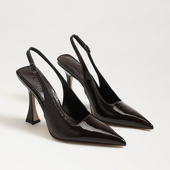 Sam Edelman Shoes - Sam Edelman Dark Brown Patent Slingback Pumps
